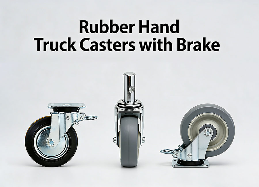 Rubber Hand Truck Casters with Brake