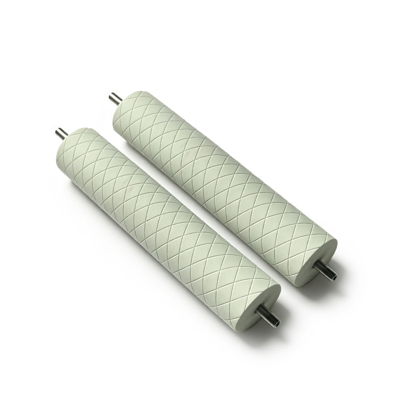 Custom Diamond Grooved White Rubber Rollers for Anti-Slip Conveyors