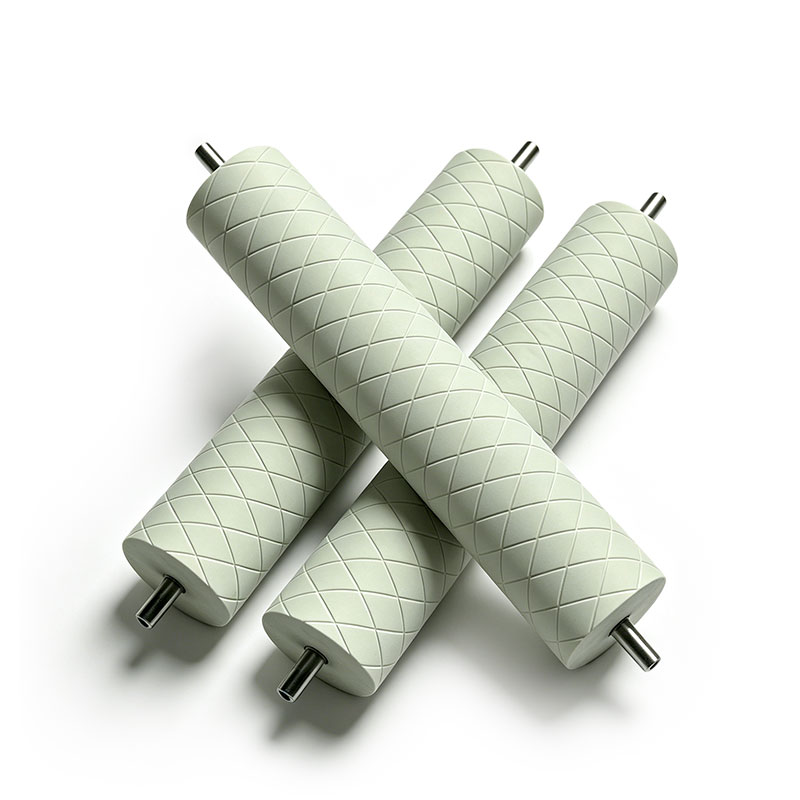 Custom Diamond Grooved White Rubber Rollers for Anti-Slip Conveyors