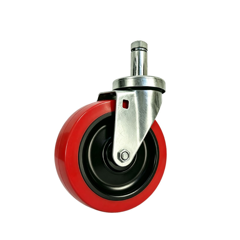 Red Polyurethane Swivel Stem Casters for Bakery Prep Tables