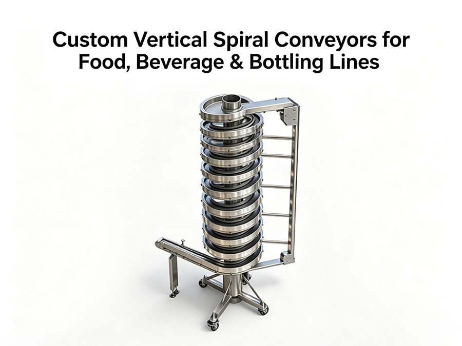 Custom Vertical Spiral Conveyors for Food & Beverage Lines