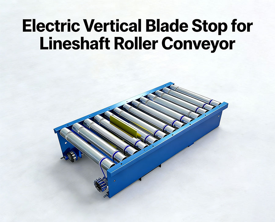 Electric Vertical Blade Stop for Lineshaft Roller Conveyor