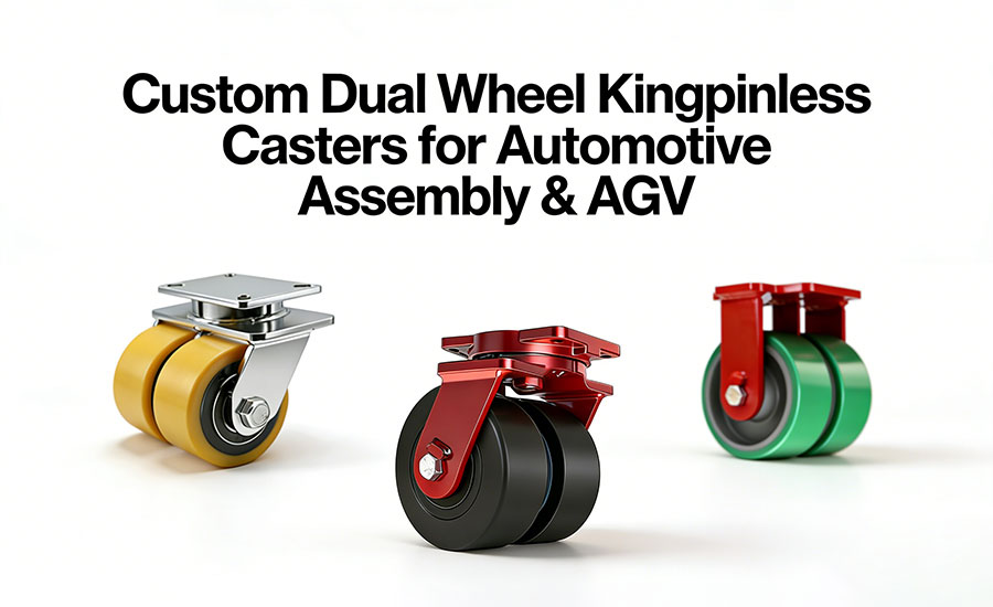 Custom Dual Wheel Kingpinless Casters for Automotive Assembly & AGV