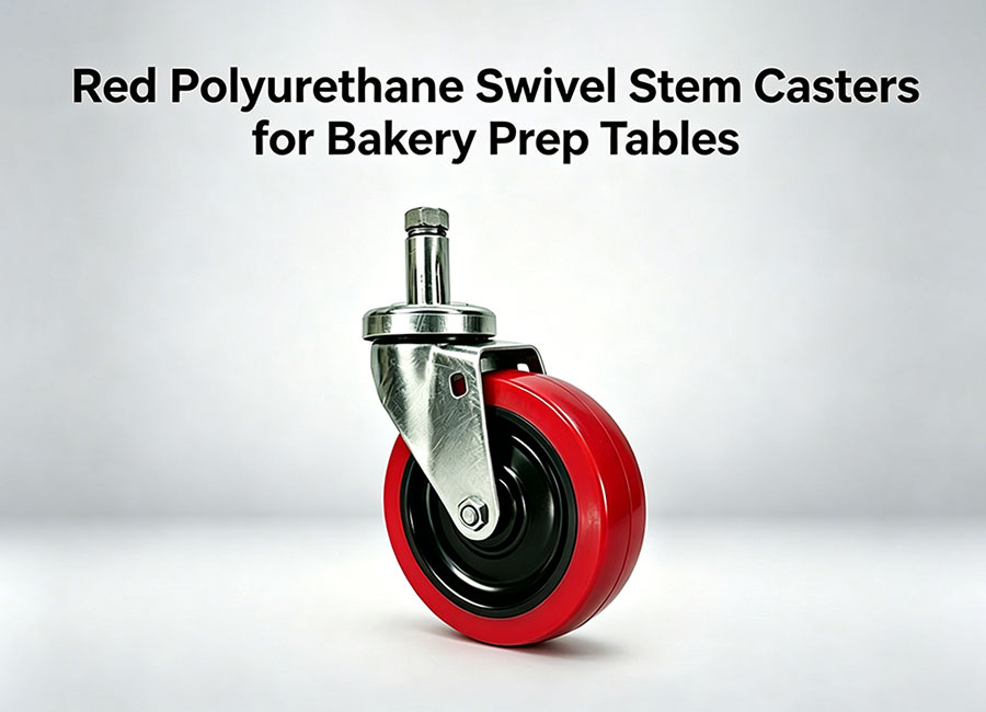 Red Polyurethane Swivel Stem Casters for Bakery Prep Tables