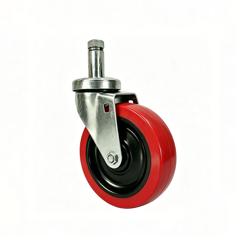 Red Polyurethane Swivel Stem Casters for Bakery Prep Tables