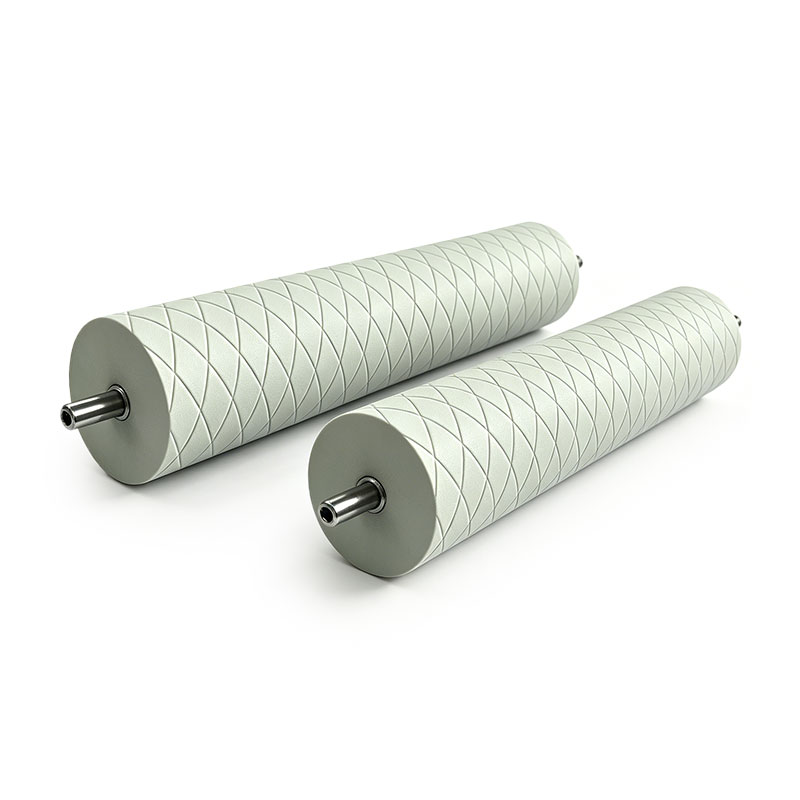 Custom Diamond Grooved White Rubber Rollers for Anti-Slip Conveyors