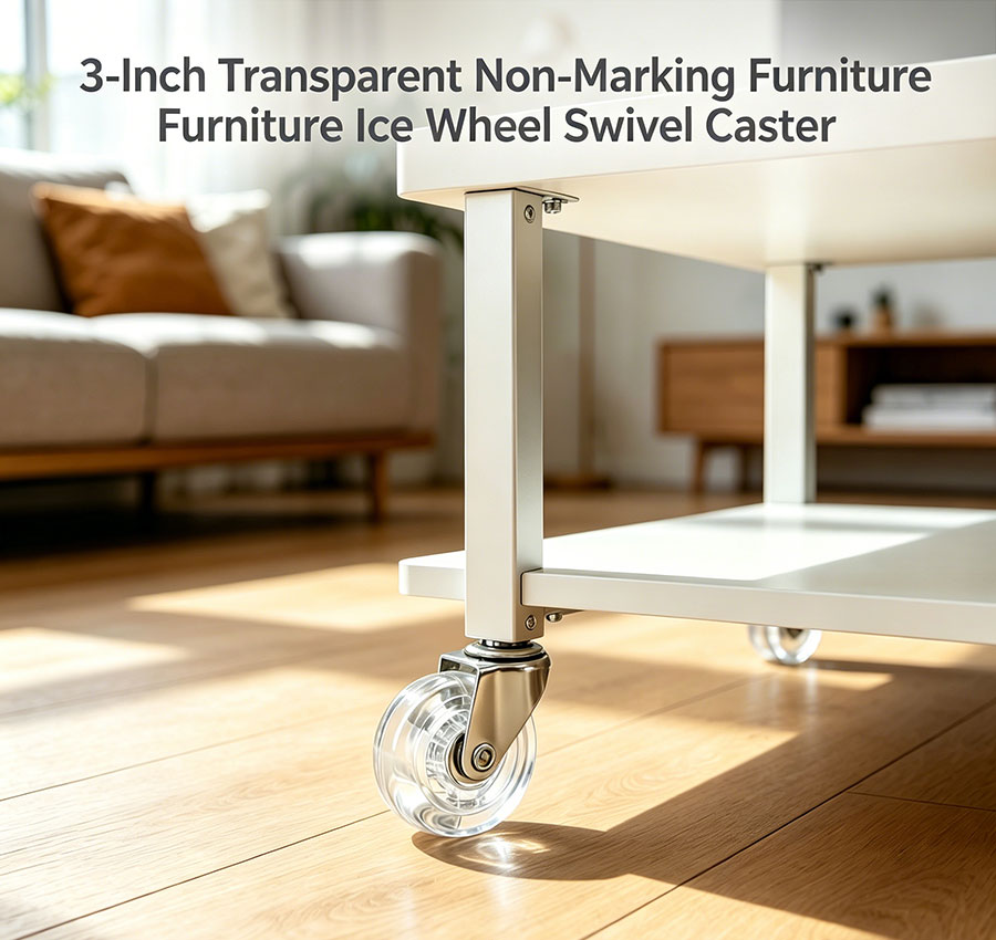 3-Inch Transparent Non-Marking Furniture Ice Wheel Swivel Caster